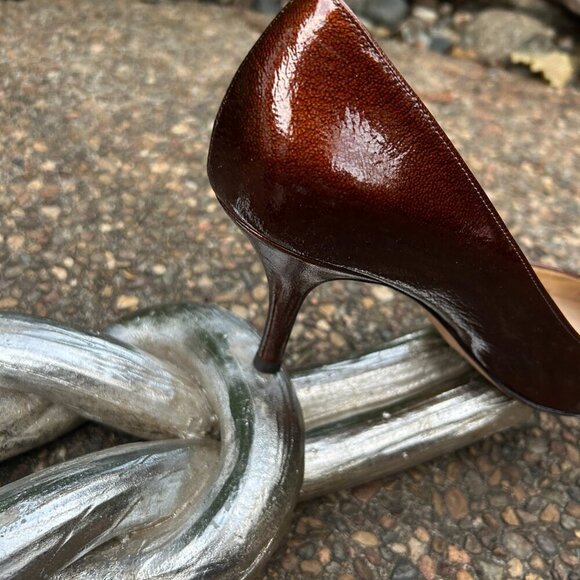 Cole Haan Fiona Low Air Dark Amber Patent Leather High Heel Pumps Size 10AA - Picture 6 of 11